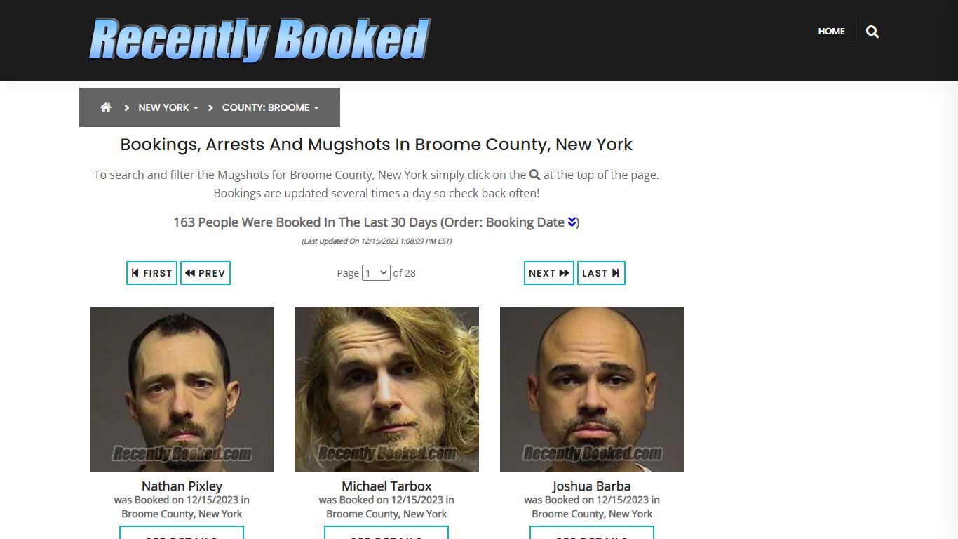 Bookings, Arrests and Mugshots in Broome County, New York - Recently Booked